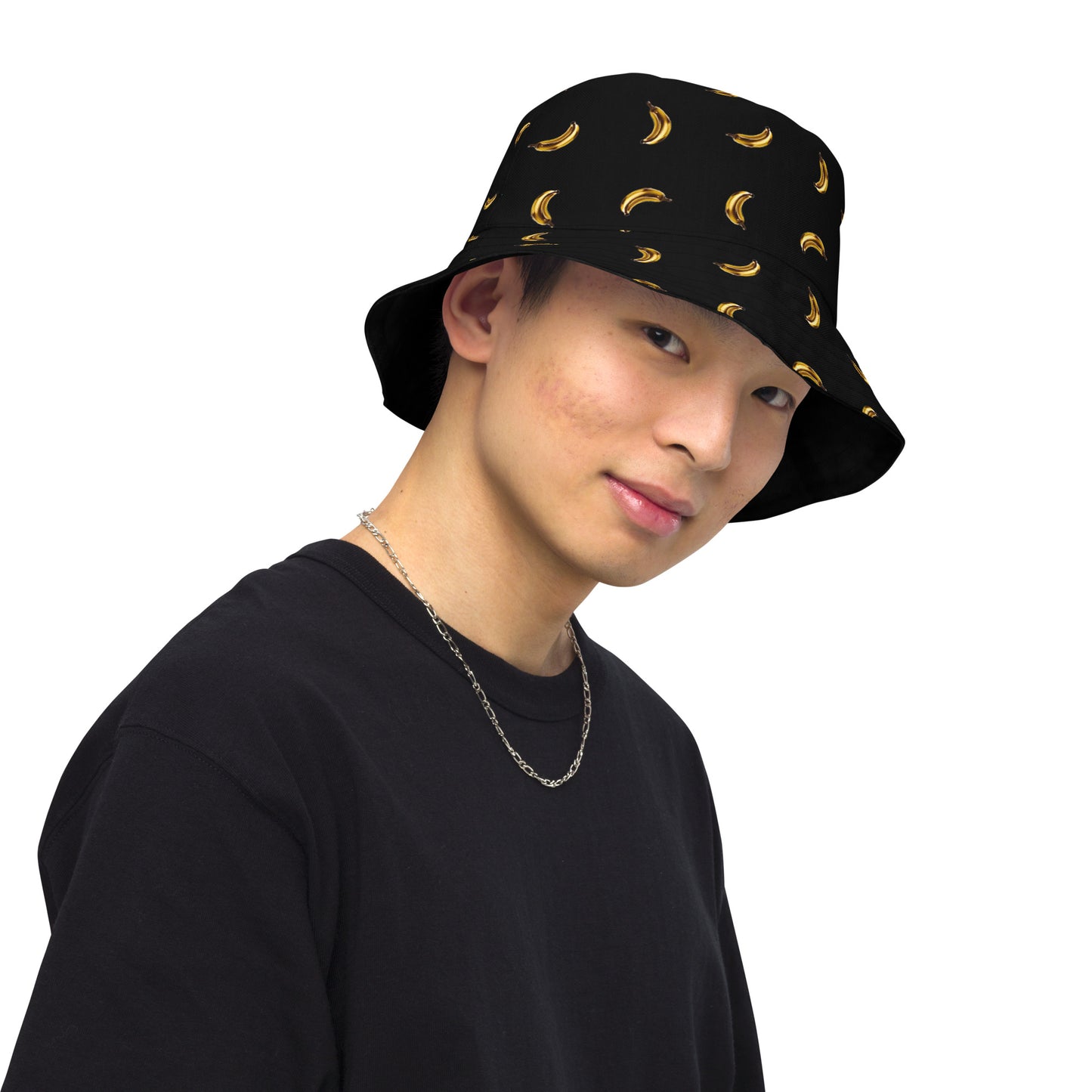 The Dylan Black Reversible banana bucket hat